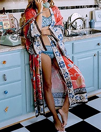 Bsubseach Beach Cover Ups for Women 2025 Kimonos Robe Cardigans Long Beach Dress Swimsuit Cover Up with Belt3