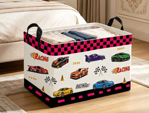Image of Rectangle Kids Baskets Car Basket Cute Storage Bin Organizer Boys Box for Room Decor Gift Basket(Car)