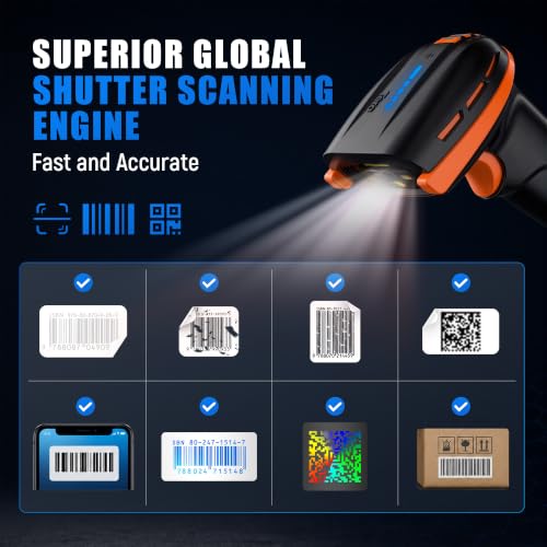 Image of Tera Barcode Scanner Wireless with Stand: 1D 2D QR with Power Switch, D6100