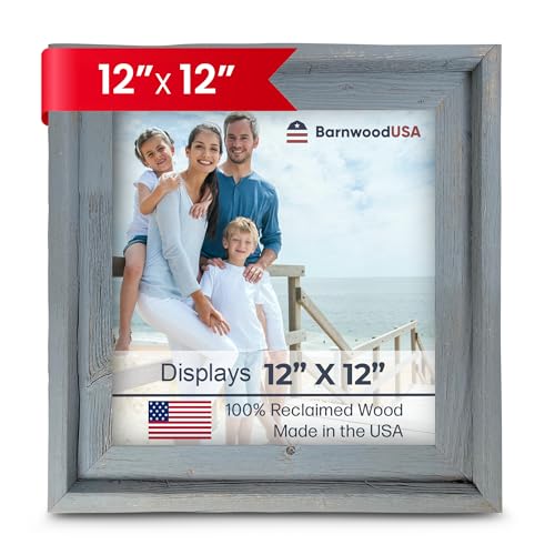 BARNWOODUSA Farmhouse Style Rustic Picture Frame, 12x12, Slate Blue