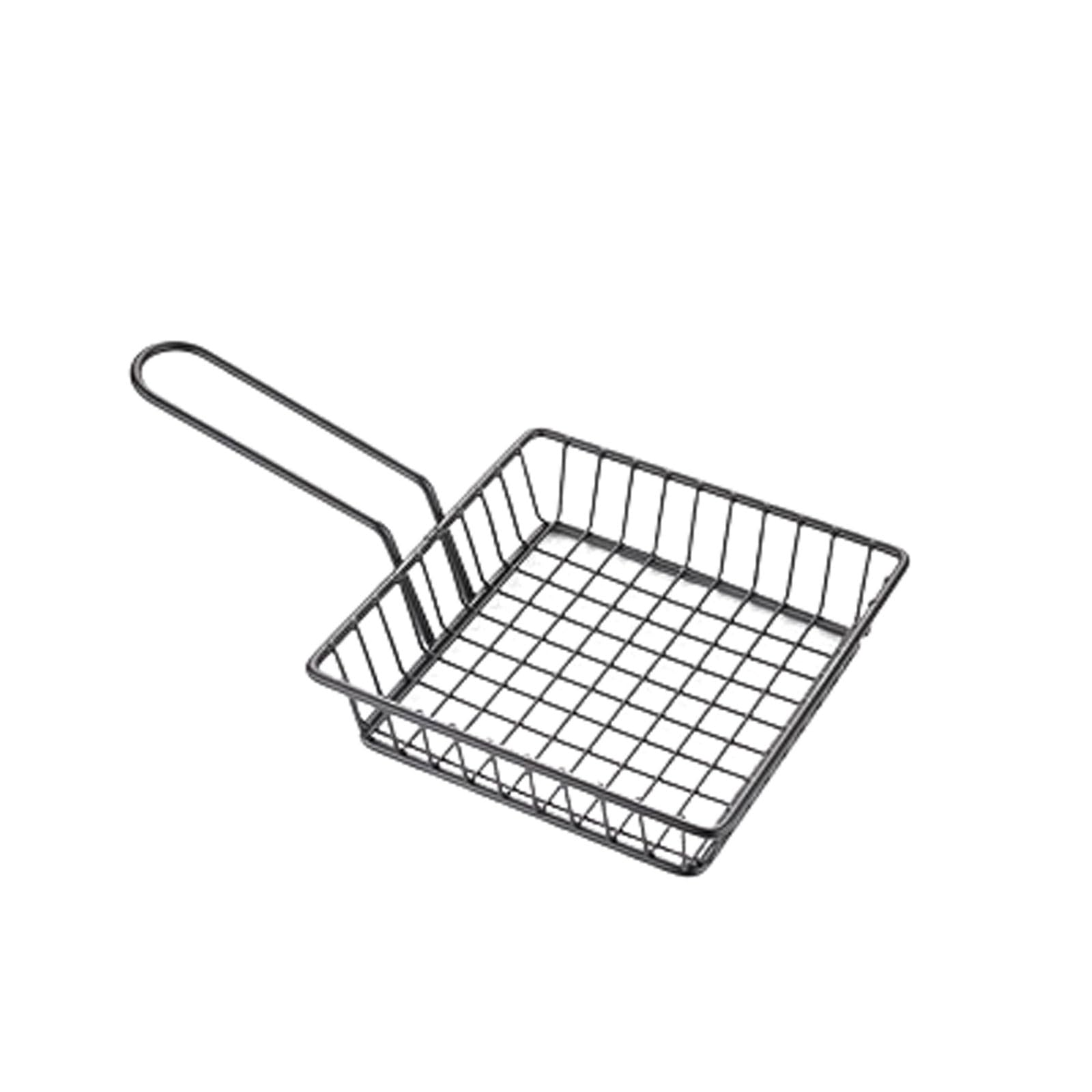 Blissbuilt Black Metal French Fries Basket,Fried Food Basket Plate,Stainless Steel Strainer,Chip Baskets With Handle,For Families Restaurants Cafes Bars Snack Bars