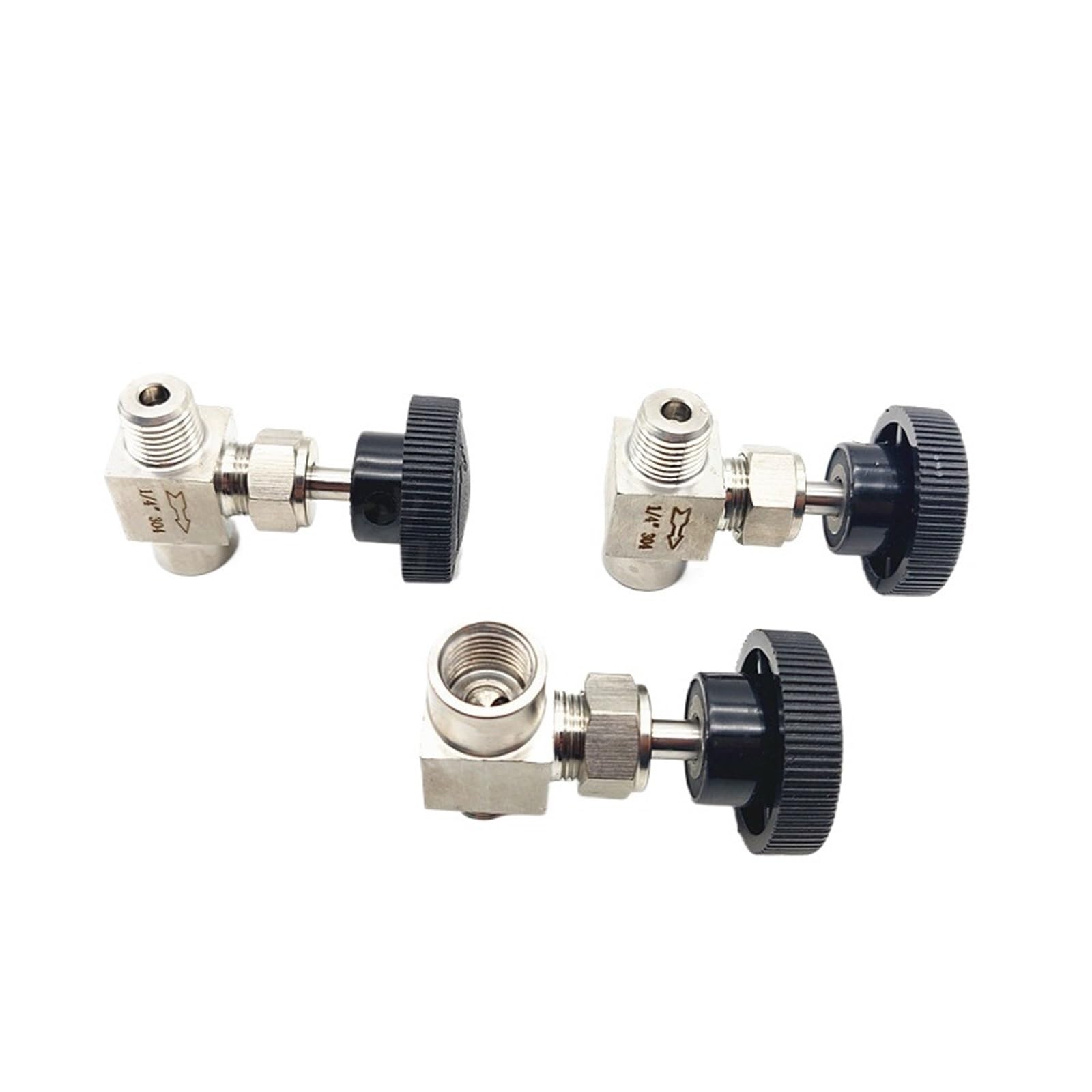 Válvula de Cierre Válvula de Aguja de Rosca Macho a Hembra de Acero Inoxidable 304 de 1/8", 1/4", 3/8" y 1/2", válvula de Globo for Instrumentos y regulación de caudal(1/4")