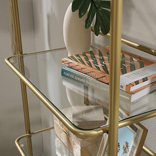 Sauder Coral Cape Bookcase, L: 24.09" X W: 13.78" X H: 62.99", Satin Gold Finish #TOP5