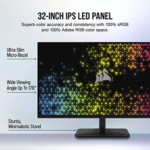 Image of Corsair XENEON 32QHD240 Gaming Monitor - 32-Inch, IPS QHD (2560 x 1440), AMD FreeSync Premium Adaptive Sync, 240Hz Refresh Rate, 1ms, DisplayHDR600, HDMI 2.0, DisplayPort 1.4, USB-C 3.1 - Black