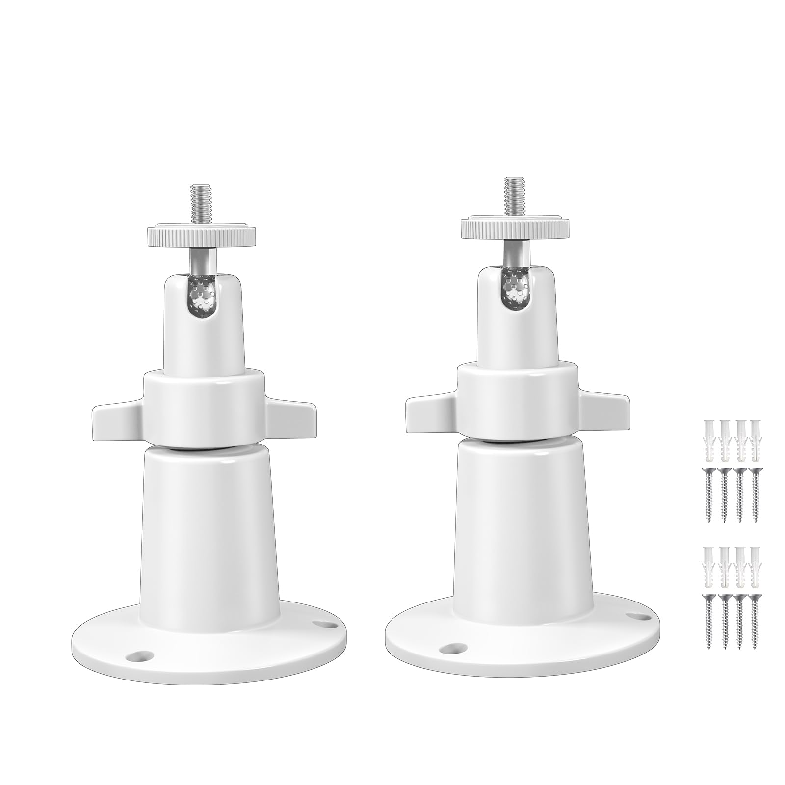 ZT-NET Adjustable Security Camera Universal Mounting Bracket Indoor and Outdoor Wall/Ceiling Mount with 1/4 Screw Head (2 Pack, White)