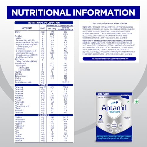 Image of Aptamil Premium Infant Formula for Babies - Stage 2 (6-12 Months) -With DHA ARA - 1.2 kg - Bag-In-Box Pack