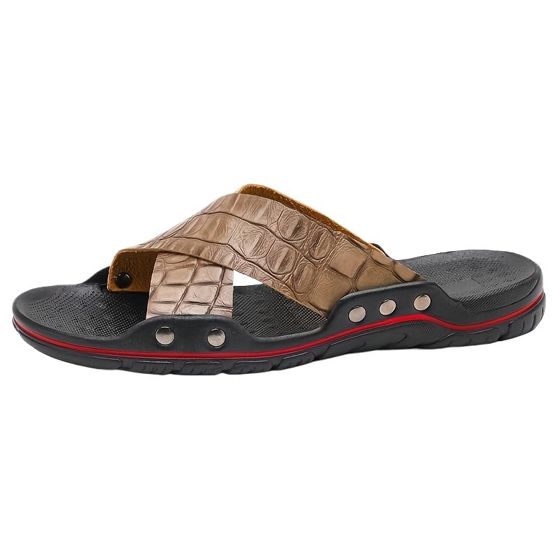 Men's Breathable Open-Toe Slippers with Non-Slip Rubber Sole Adjustable Straps for Outdoor Walking, Beach & Home Use - Stylish Casual Footwear