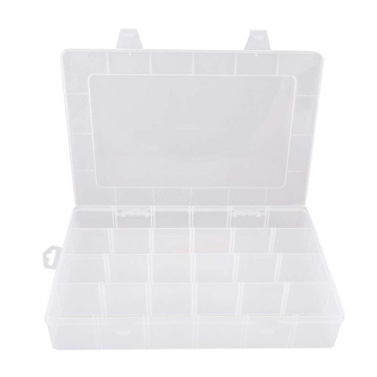 TeenseryTeensery Diamond Embroidery Box Translucent Plastic Storage Organizer with 24 Mini Compartments Grids DIY Jewelry Bead Gem Container (White)