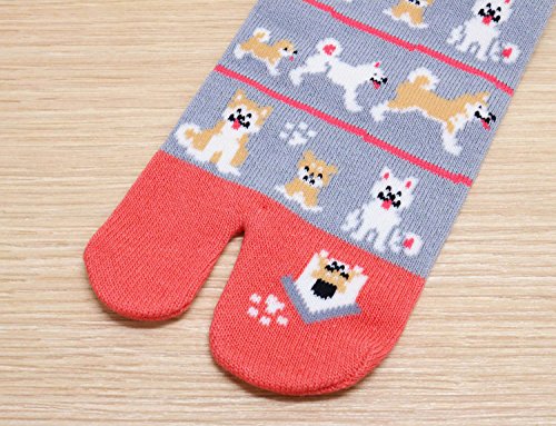 image for Kyoyu Women's Japanese Pattern 2-Toe Flip-Flop Tabi Ankle Socks, Dog F
