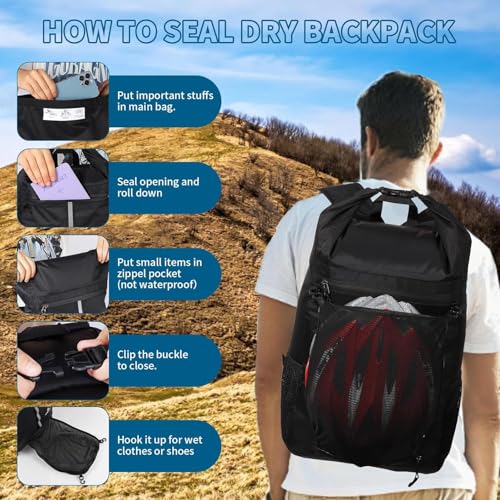Drybag mochila impermeable, IPX68 con diseño sellado Roll-Top, mantiene el equipo seco para canotaje, kayak, deportes acuáticos, rafting, viaje y surf miniatura 3