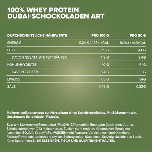 Schwarze Premium-Dose von IronMaxx Whey Dubai Chocolate - Detailansicht von IronMaxx Whey Dubai Chocolate Deal – Dealfox...