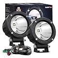Nilight LED Light Pods 2 PCS 3" Spot Round Offroad Driving Auxiliary Fog Lights 1065LM Built-in EMC w/18AWG DT Wiring Harness Kit for Motorcycle SUV ATV Truck Boat