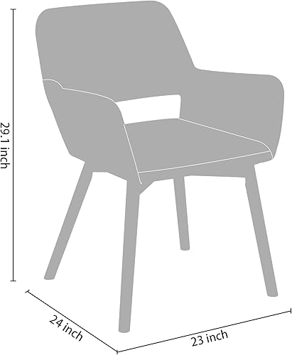Miniatura 3 de CangLong Cojín de tela para ocio, moderno, para sala de estar, comedor, sillas de brazo para invitados de club, con patas de madera maciza, juego de