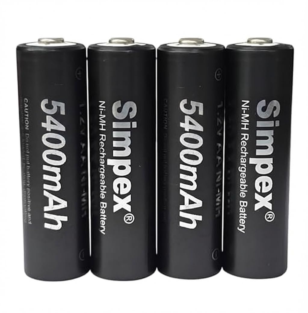 Simpexs 5400mAh High Power Ni-MH AA Ready to Use Rechargeable Battery with Quick Charging and Low Self Discharge, Can Charge up to 1000 Times (Black, 5400mAh-Pack of 4)-image-19