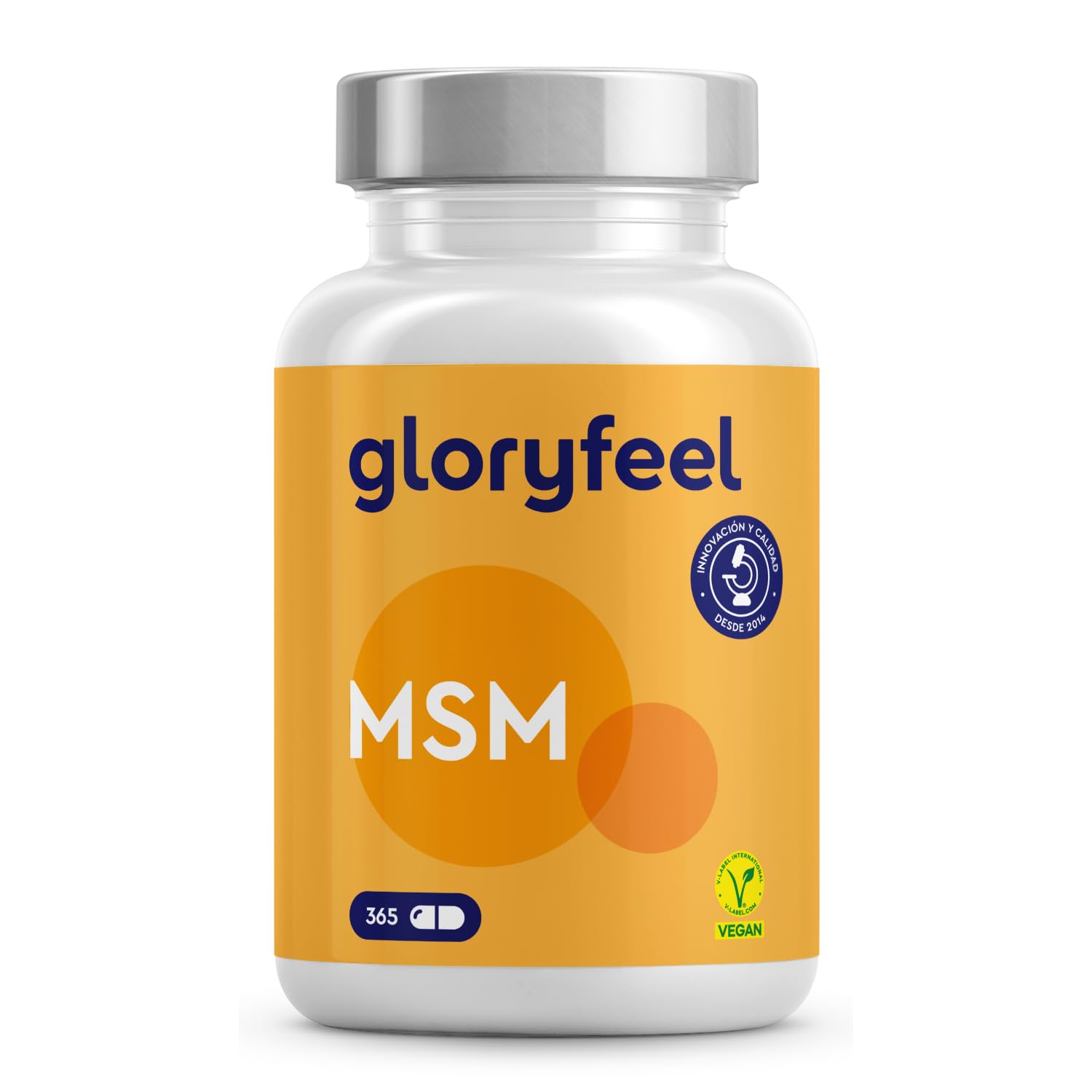 MSM 365 Cápsulas - 99,9% de MSM puro en polvo - 1600mg Metilsulfonilmetano en polvo de azufre orgánico - 6 meses de suministro - Probado en laboratorio y sin aditivos