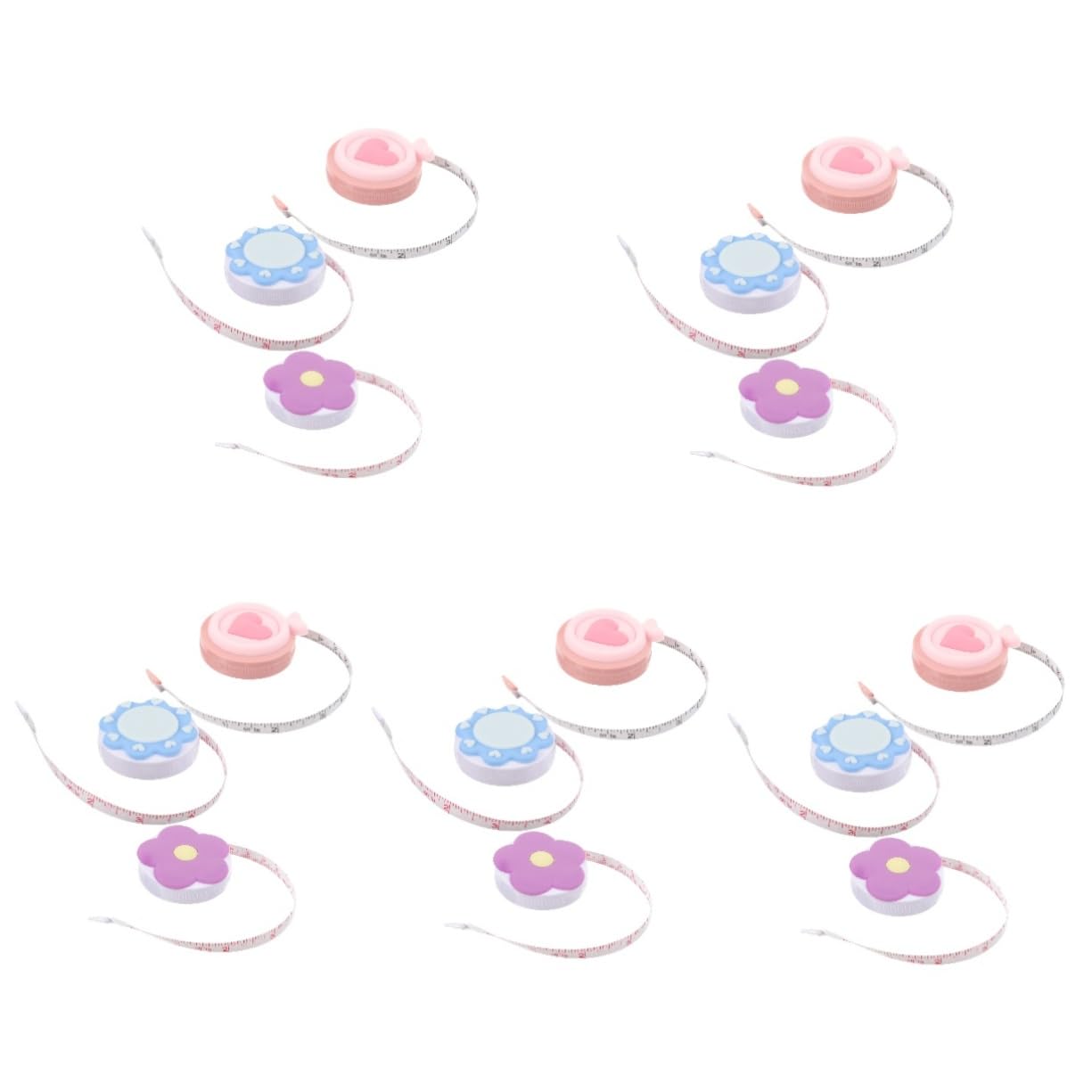 Operitacx 15piezas Retractable Measuring Tape for Body Measurements Mini Cute Tape Measure Double-sided Soft Measuring Tool for Tailoring and Sewing Sun Heart Flower