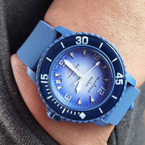 Image of 22 MM Watch Strap Replacement for Blancpain X Swatch with Hex Spanner Quick Release Silicone Watch Band Compatible with Bioceramic SCUBA Fifty Fathoms
