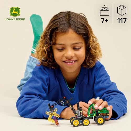 Image of LEGO Technic John Deere 1470H Wheeled Harvester - Working Claw and Log - Model Building Toy - 42218