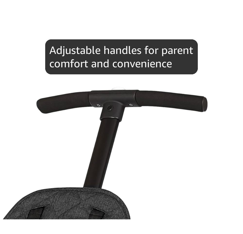 Dream On Me Coast Rider Travel Stroller, Lightweight & Compact Baby Stroller, Theme Park Approved, Book-Folding Design, Adjustable Handle, Soft-Ride Wheels, Converts to Rider & Scooter - Black