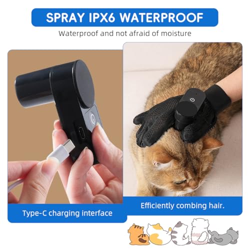 Image of Qpets Pet Grooming Glove & Water Sprayer, Deshedding & Massaging Mitt for Cats & Dogs Wet /Dry Use with Silicone Bristles Fur Remover for Bathing & Shedding Control
