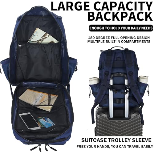 Image of Sparklekle Military Tactical Backpack 45L 3 Day Assault Pack Waterproof Molle Hiking Rucksack for Men and Women (Blue)