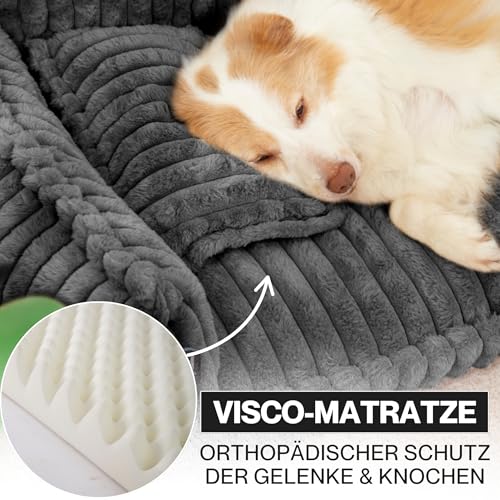 noviclass® Hundesofa Chaffar Hundebett | Orthopädische Matratze | Moderner Stil | Cord-Design Größen (Kohle, XXL (140cm))