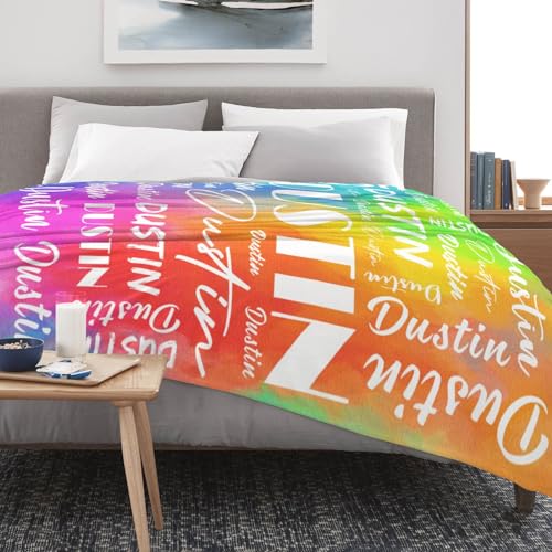 Name Blanket Personalized Name Blanket Customized Blanket with Name Text for Adult Kid Birthday Christmas Mothers Fathers Valentines Day Gift