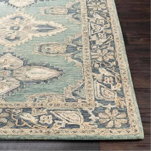 Image of Sifa Carpet Crafted with Care: Premium Hand-Tufted Wool Carpets Royanna Traditional Design Handmade Area Rugs, for Your Room Light Green Color Size 4x6 feet (120x180cm)