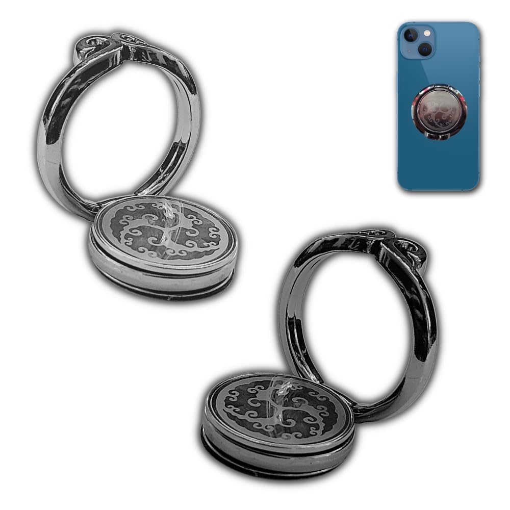 Crysendo 360° Rotating Phone Metal Ring Spinner Holder | Finger Kickstand Bling Phone Ring Stand | Durable Universal Mobile Grip for Most Smartphones (Pack of 2) (Silver, Black)-image-45