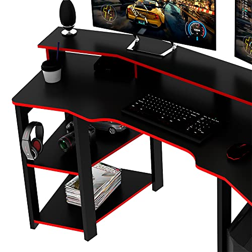 Mesa Gamer ME4167 Tecnomobili Preto/Vermelho
