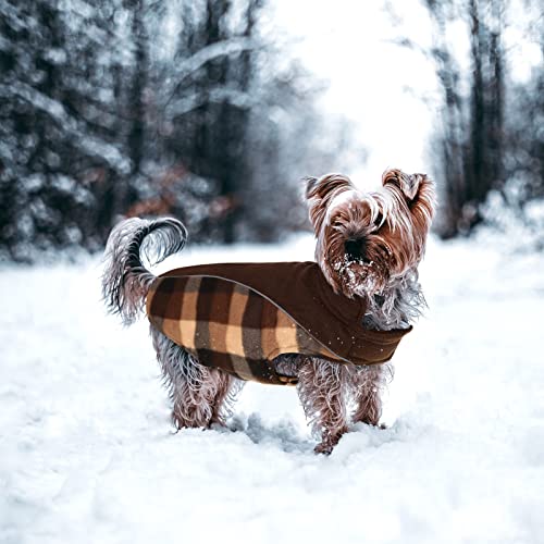 CITÉTOILE Warme Hundemantel Winter, Hundemantel mit Bauchschutz, Wintermantel für Hunde mit Reflektierend, Wendbarer Hundejacke Hundekleidung mit Geschirrloch, Braun, M