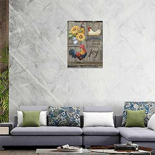 Country Rooster Wall Art Farm Chicken Hen Sunflower Canvas Prints Painting Farmhouse Rustic Animals Pictures Framed Artwork Home Decor For Kitchen Dining Living Room Bedroom Bathroom 12"X16" #TOP5