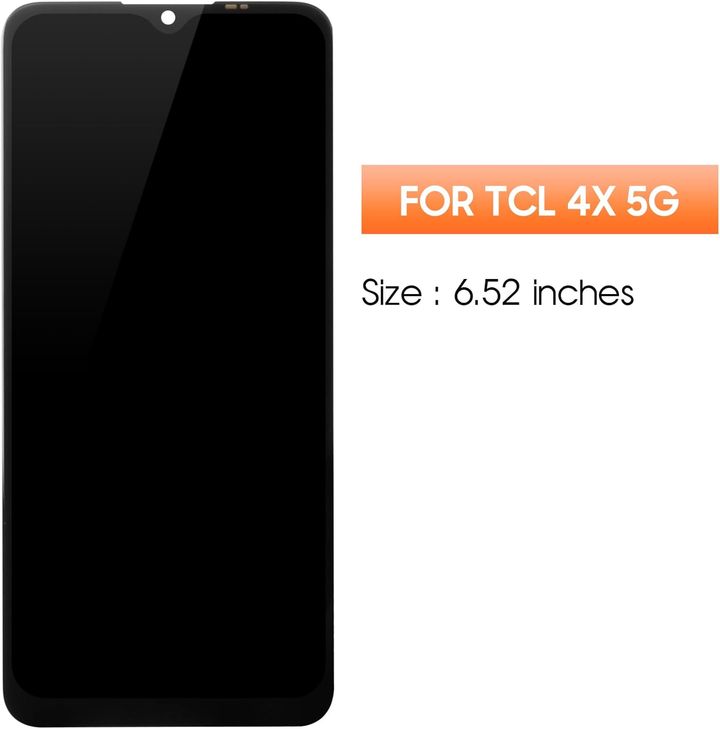 Screen for TCL 4X 5G Screen Replacement for TCL T601DL CD Screen 4X 5G Touch Display Digitizer Assembly Repair Parts（Black）