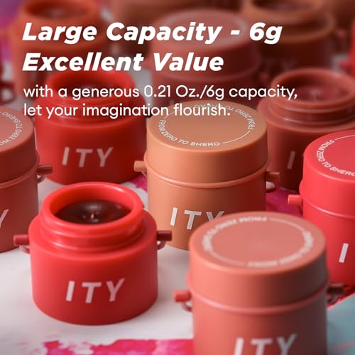 Image of ITY Velvet Matte Finish Lip Stain-Mousse Textured Pudding Pot Lip Clay with Brush, Nude Shade, Dual-Use as Lipstick and Blush, Conceals Lip Lines, Rich Pigment, 0.21 oz (6g) in Papaya Dream