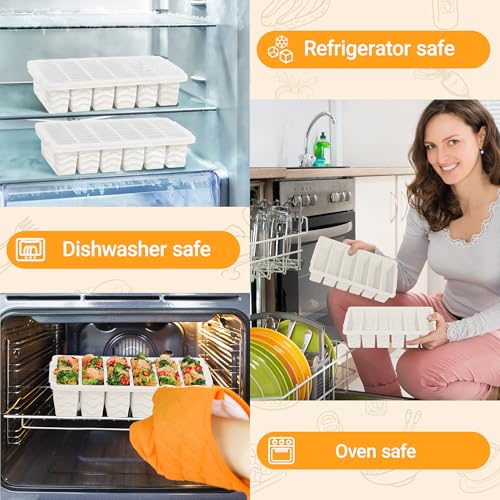 Image of 1 /2 Cup Silicone Freezer Molds with Lid, 2-Pack Silicone Freezer Trays for Soup, Sauce & Broth - Meal Prep Containers, Large Ice Cube Tray, Oven & Dishwasher Safe