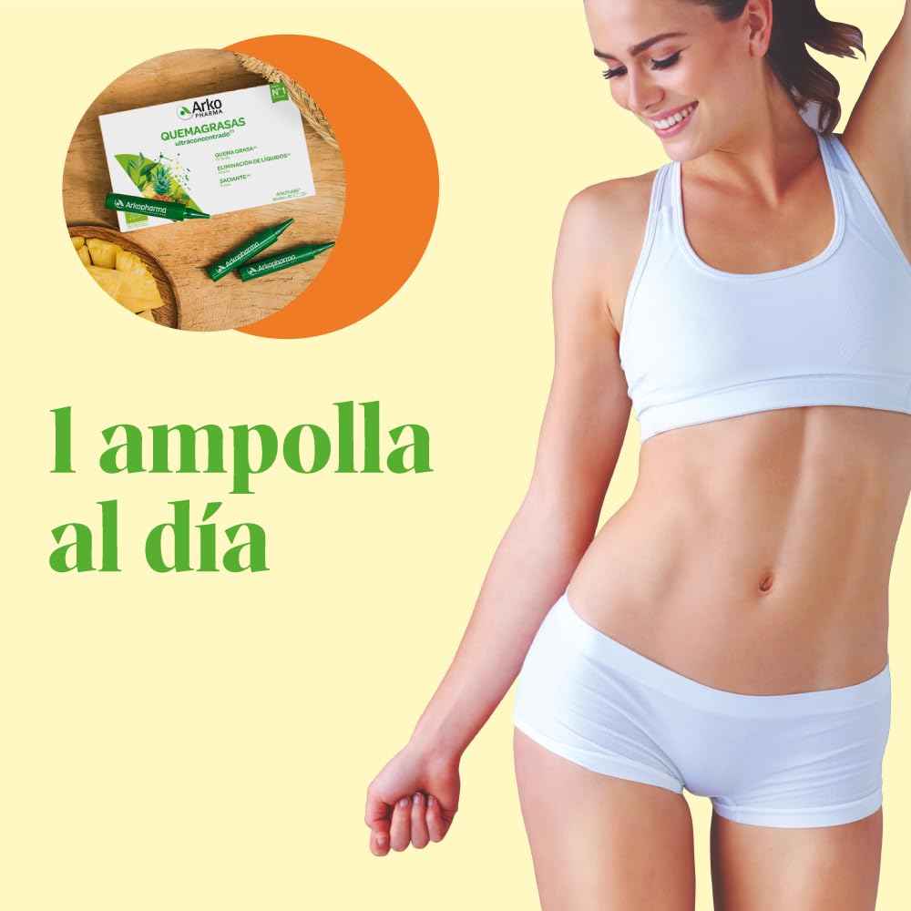 Arkopharma Arkofluido Quemagrasa Bio 20 Ampollas, Control de Peso, Saciante, Elimina Líquidos y Toxinas Más Asesoramiento Nutricional, Complemento Alimenticio, 20 Unidad (Paquete de 1)