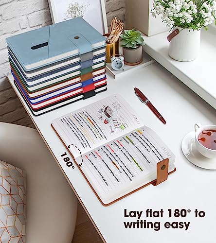 Brown A5 Lined Leather Journal Notebook for Men Women,5.9 X 8.4" Personalized Hardcover Journal with Pen,200 Pages 100 Gsm Thick Ruled Paper Daily Diary for School,Travel,Business,Work,Home Writing - Image 5