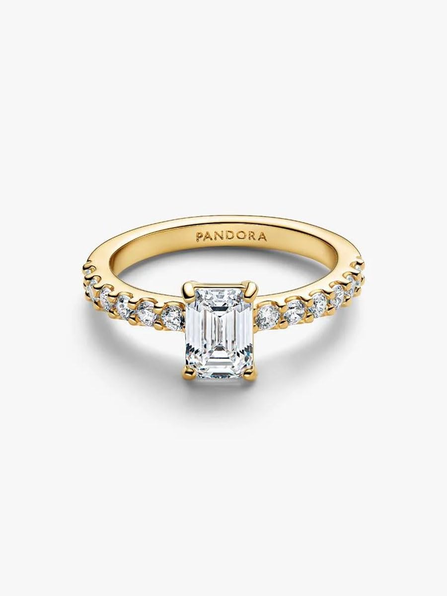 14k gold-plated ring with clear cubic zirconia