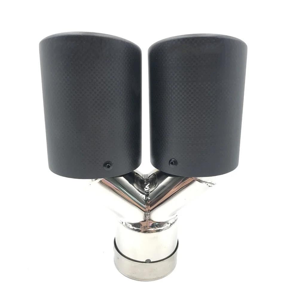 Terminale di Scarico 1 Pz ID: 63Mm OD: 89Mm Terminale Scarico Doppio Universale in Acciaio Inossidabile Tubo Silenziatore Coda Punta Fine Tubo(60MM IN-101MM out)