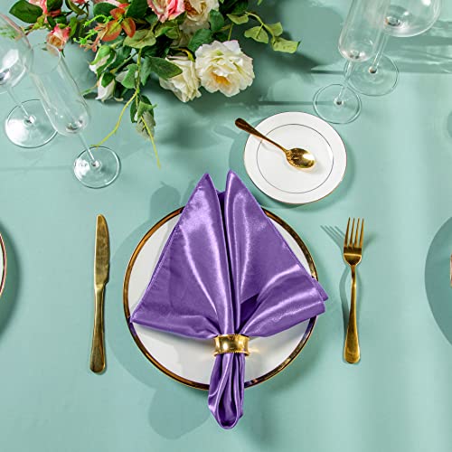 Homiest 16 Pack Light Purple Satin Napkins 17X17 Inches Dinner Napkins Decor, Square Decorative Napkins Silky Elegant Wedding Napkins, Table Cloth Napkins For Restaurant Banquet Graduation Party #TOP1