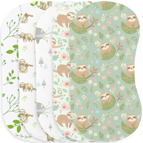 Image of JoyframeAI 5 Pack Sloth Baby Burp Cloths for Boys Girls, Soft Cotton Large Burp Rags with Cute Sloth & Floral Pattern, Baby Burping Cloths for Newborns Gifts Extra Soft and Absorbent 9.8X19.6 inches