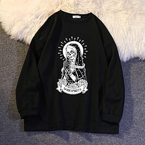 Skateboard Frog Felpa Nera da Donna Goth Grunge