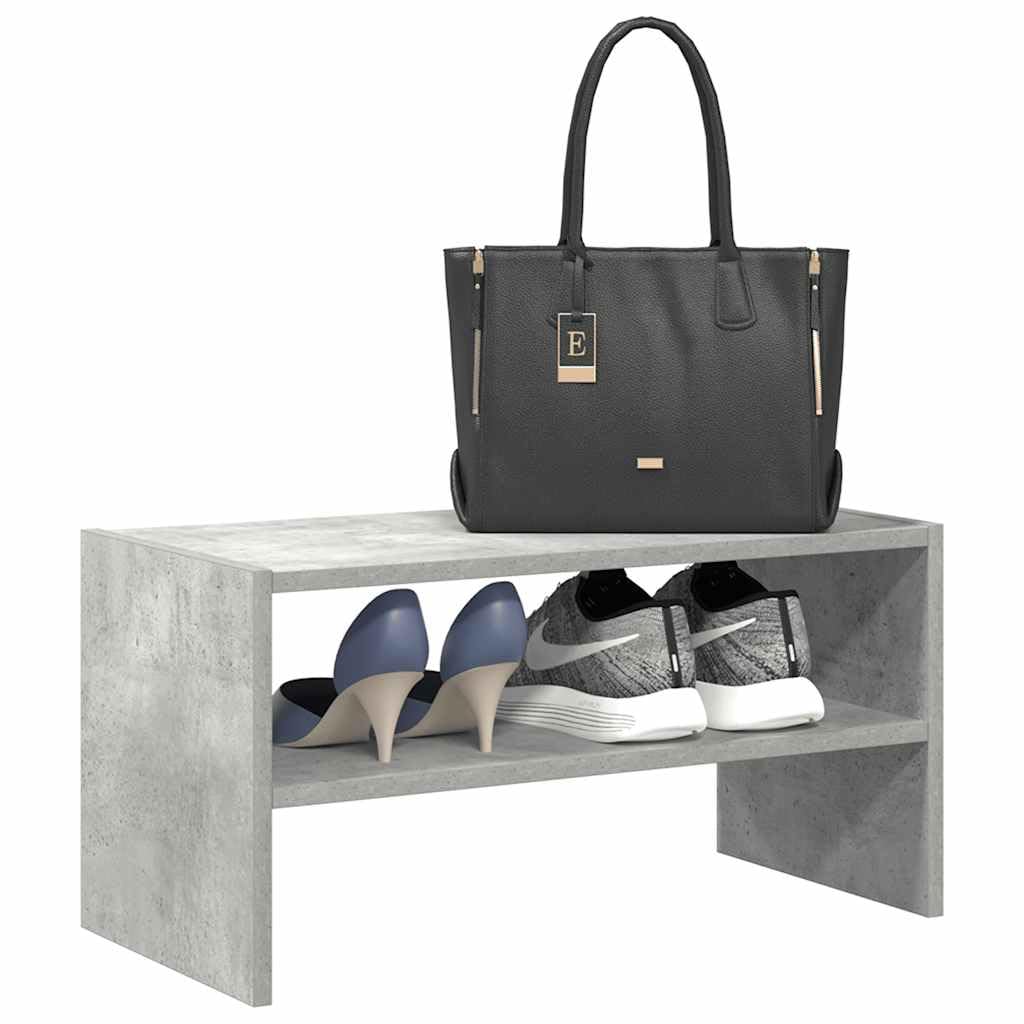 Schuhregal Betongrau aus Holzwerkstoff 60x30x30,5 cm stapelbar platzsparend für Flur Diele Eingangsbereich mit Mehreren Fächern zur Schuhaufbewahrung und Ordnung
