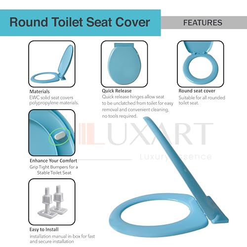 Image of LUXART Toilet Seat Cover 17.9L x 14.5W Inc Indian Commode Oval Seat Cover With Round Edge | EWC Non Soft Close Commode Cover With Installation Kit | PP Western Toilet Cover For Bathroom Commercial Use