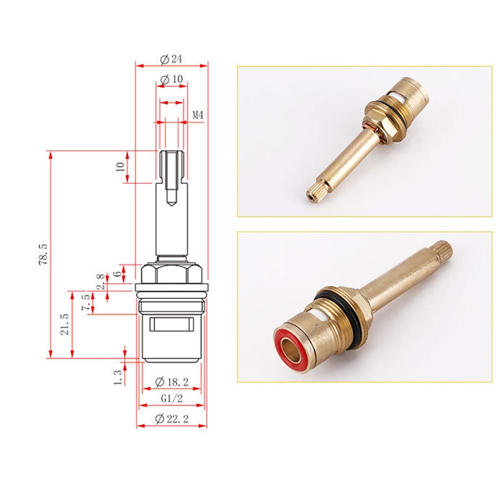 1 Paquete de Repuesto Cartucho Grifo latón, válvula vástago Cuarto Vuelta 1/2"