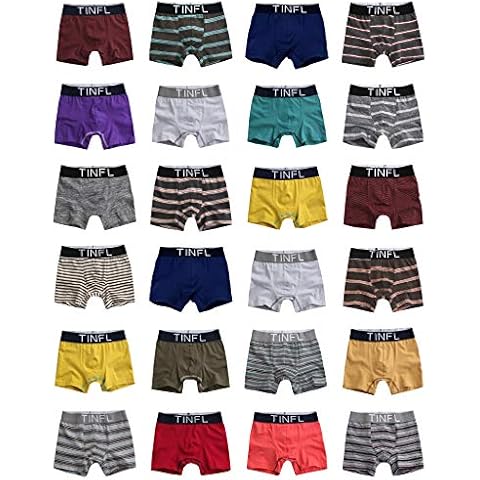 TINFL 8-16Y Big Boys 100% Cotton Breathable Boxer Briefs 2/4/5/6 Pack Wide Band Underwear Set - - 10 Years Cover