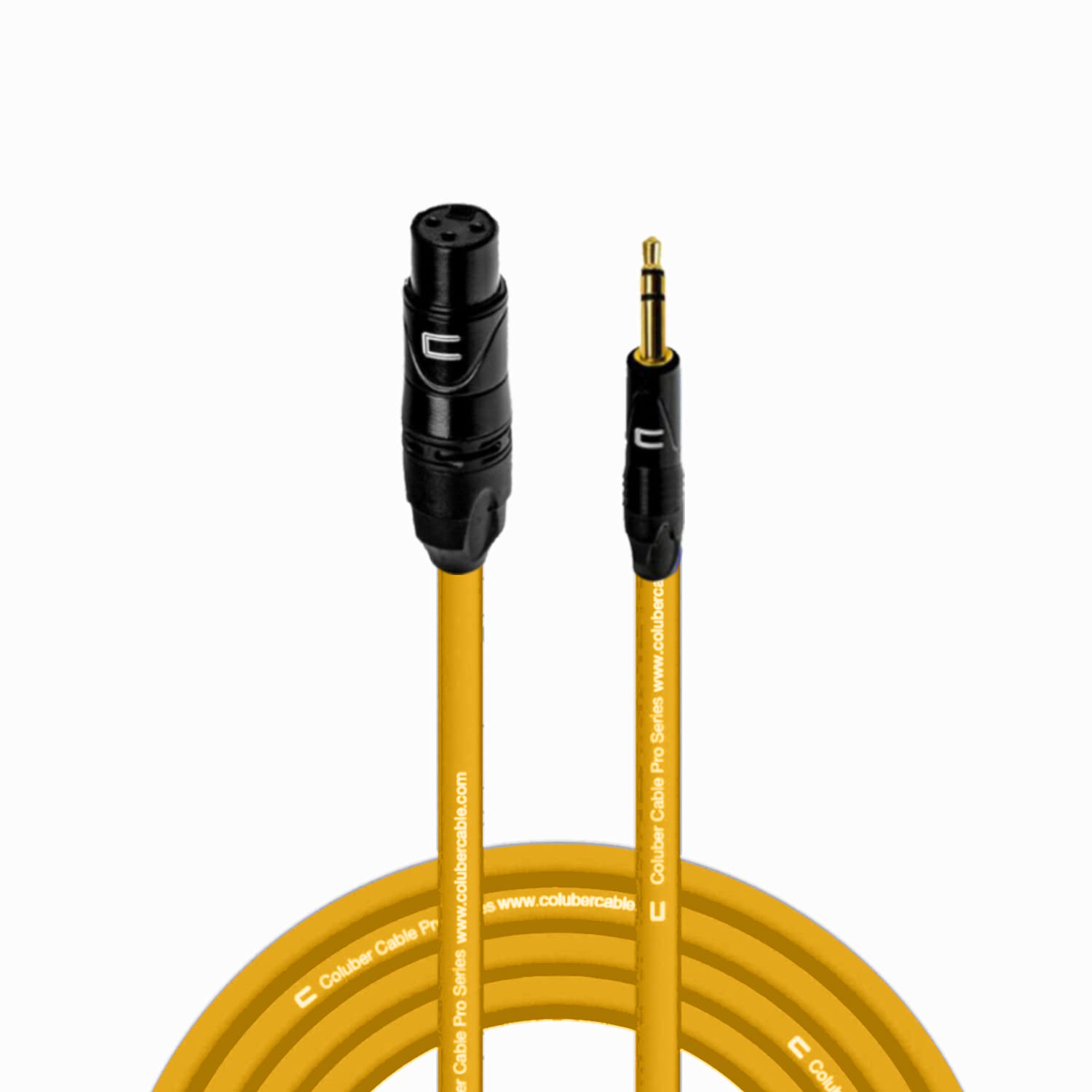 Balanced XLR Female Cable to 3.5 TRS Male - 30 Feet Yellow - Pro 3-Pin Microphone Connector for Powered Speakers, Audio Interface or Mixer for Live Performance & Recording