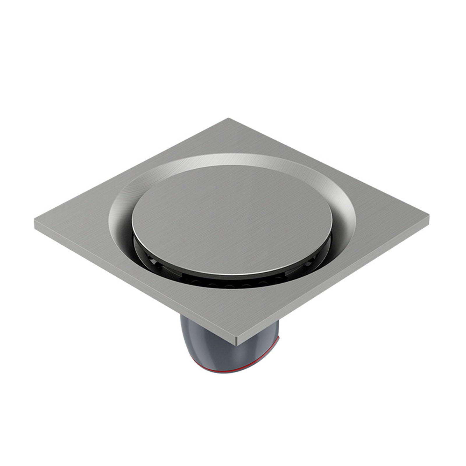 YIHANWUU Brass Invisible Shower Floor Drain,Shower Drain with Removable Cover,Square Floor Drain with Hair Strainer/Brushed