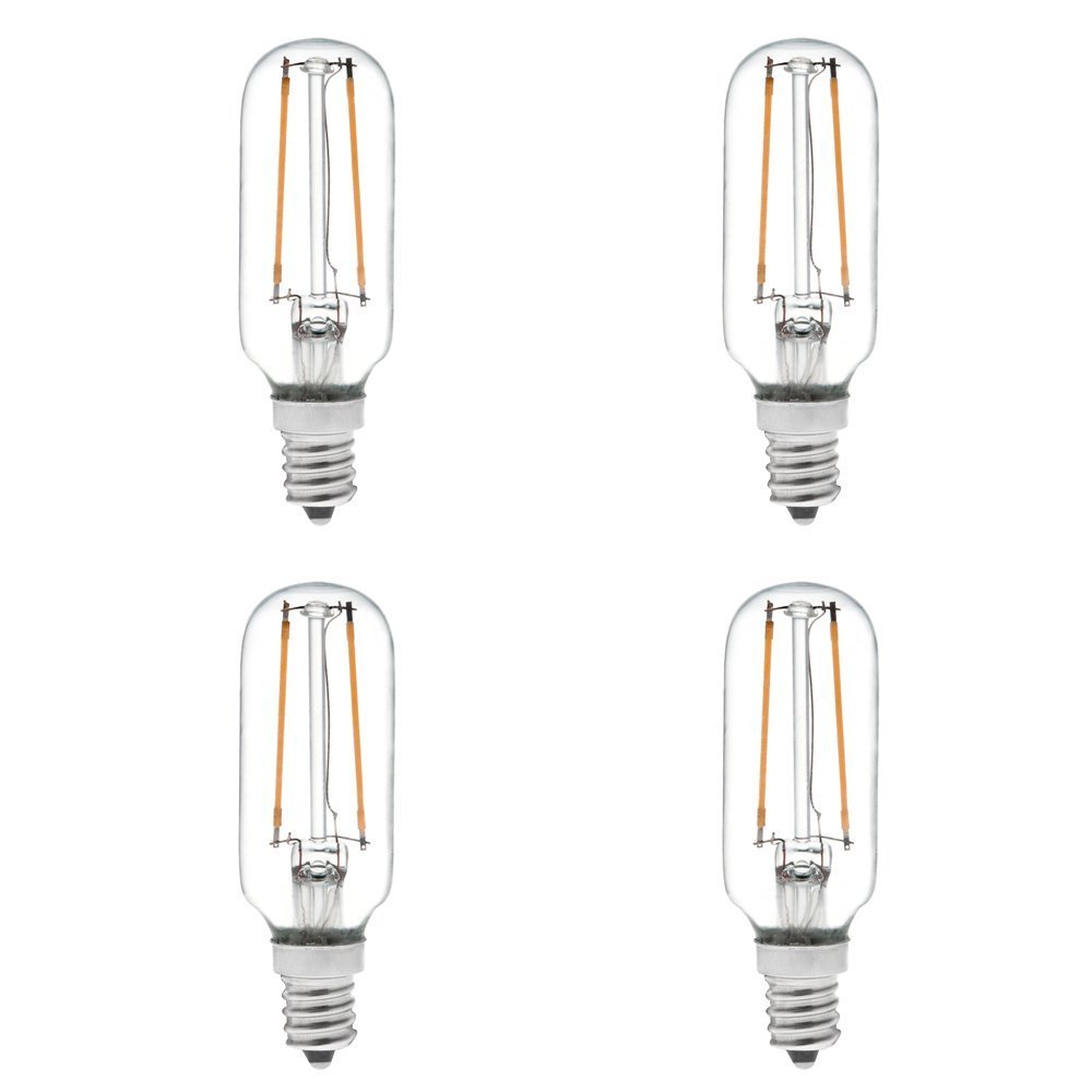 T8 E12 Base de candelabro LED Bombilla de filamento envejecido Vintage, tipo jaula de ardilla Filamento de Tungsteno de Nostalgic Repuesto Bombillas Incandescentes, Vintage reproducción, 4-Pack (no regulable)