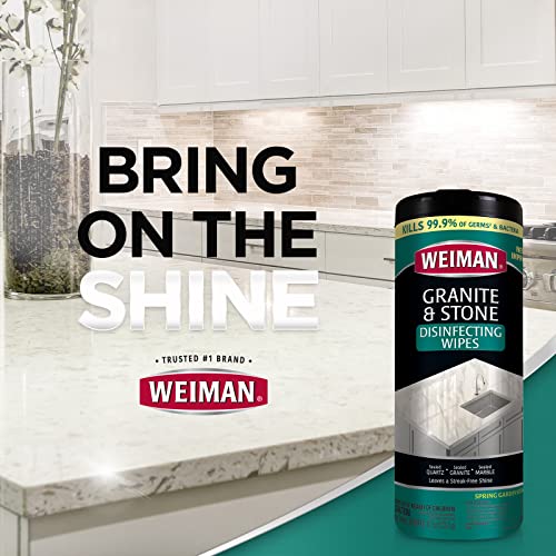 Weiman Granite Cleaner And Polish - 30 Wipes - For Granite Marble Soapstone Quartz Quartzite Slate Limestone Corian Laminate Tile Countertop And More (Pack Of 1), Package May Vary #TOP7